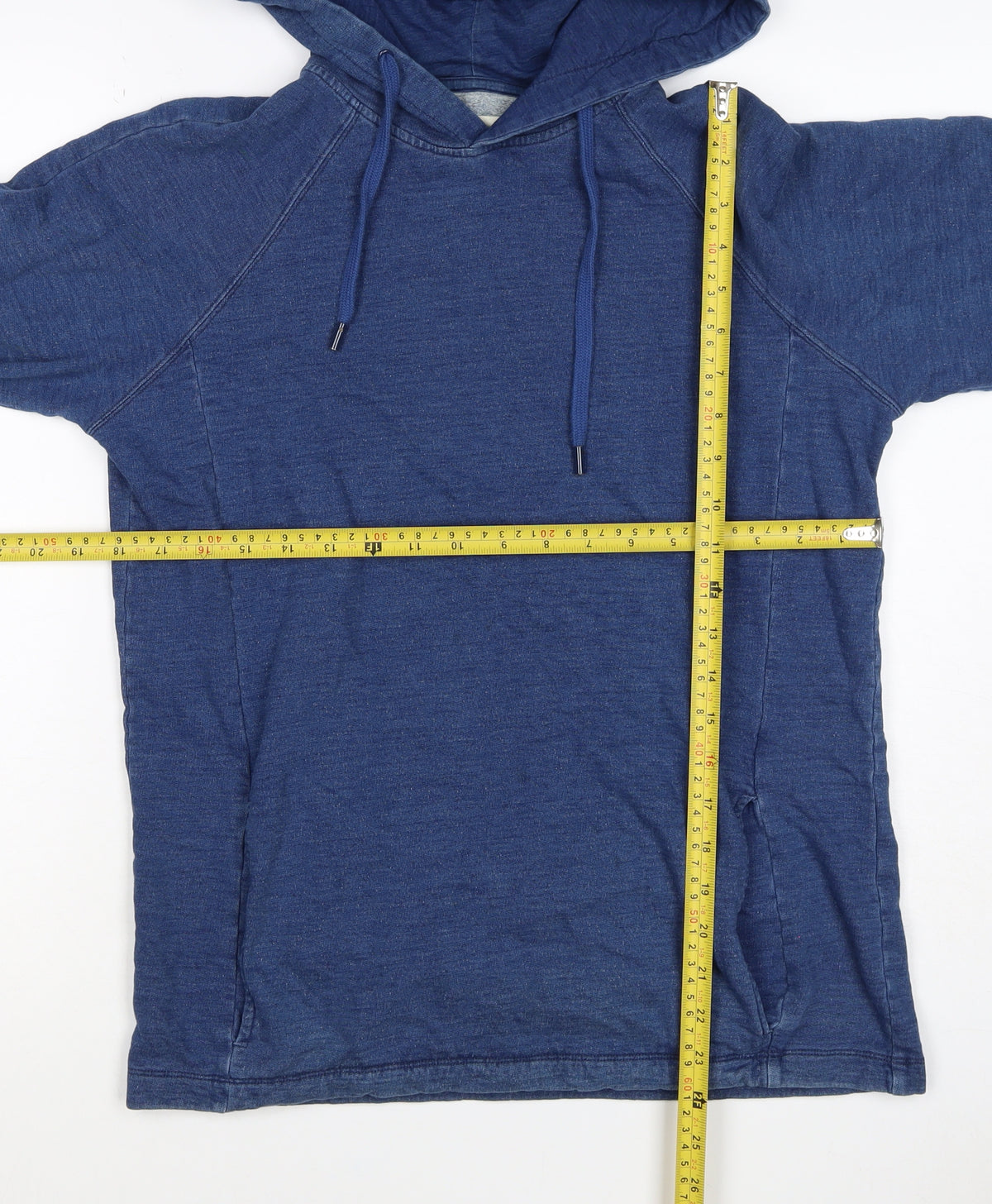 Folk Women’s Blue Cotton Hooded Pullover Sweatshirt Size L