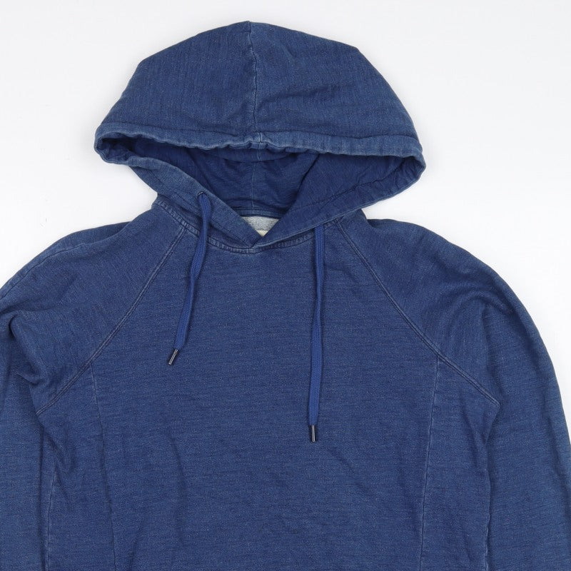 Folk Women’s Blue Cotton Hooded Pullover Sweatshirt Size L