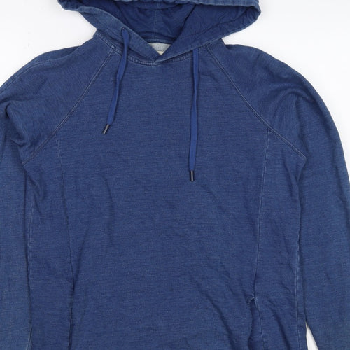 Folk Women’s Blue Cotton Hooded Pullover Sweatshirt Size L