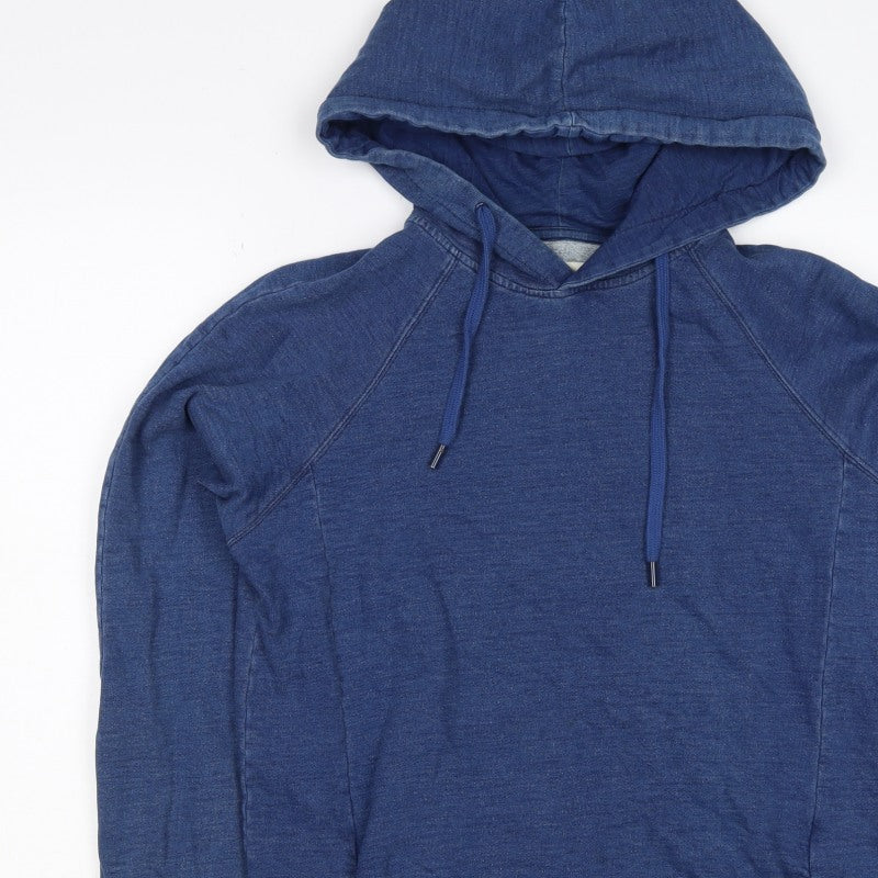 Folk Women’s Blue Cotton Hooded Pullover Sweatshirt Size L