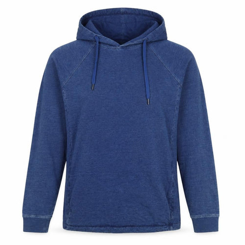 Folk Women’s Blue Cotton Hooded Pullover Sweatshirt Size L