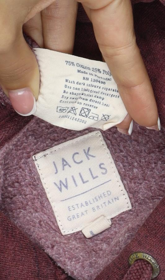 Jack Wills Women’s Red UK 6 Pullover Hoodie Logo Pocket