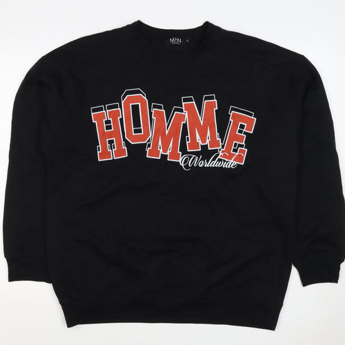boohooMAN Men’s Black M Home Worldwide Graphic Print Crew Sweatshirt