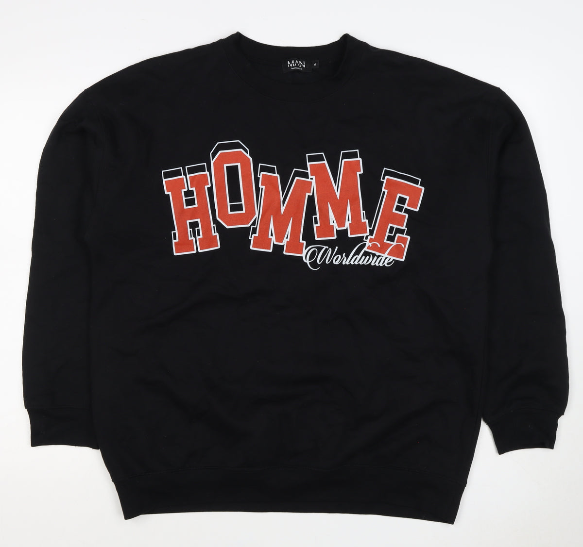 boohooMAN Men’s Black M Home Worldwide Graphic Print Crew Sweatshirt