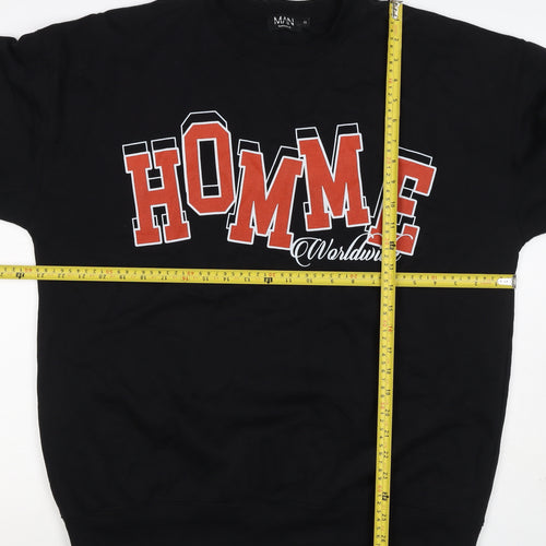 boohooMAN Men’s Black M Home Worldwide Graphic Print Crew Sweatshirt