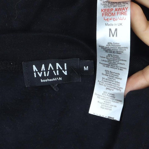 boohooMAN Men’s Black M Home Worldwide Graphic Print Crew Sweatshirt