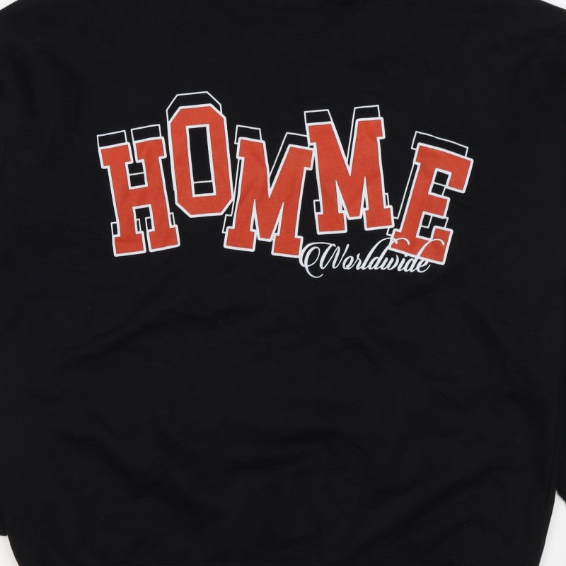 boohooMAN Men’s Black M Home Worldwide Graphic Print Crew Sweatshirt
