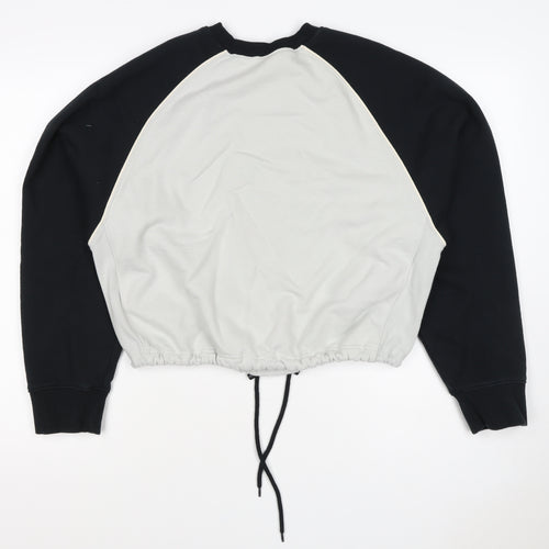 Moussy Women Black White One Size Logo Embroidered Drawstring Sweatshirt
