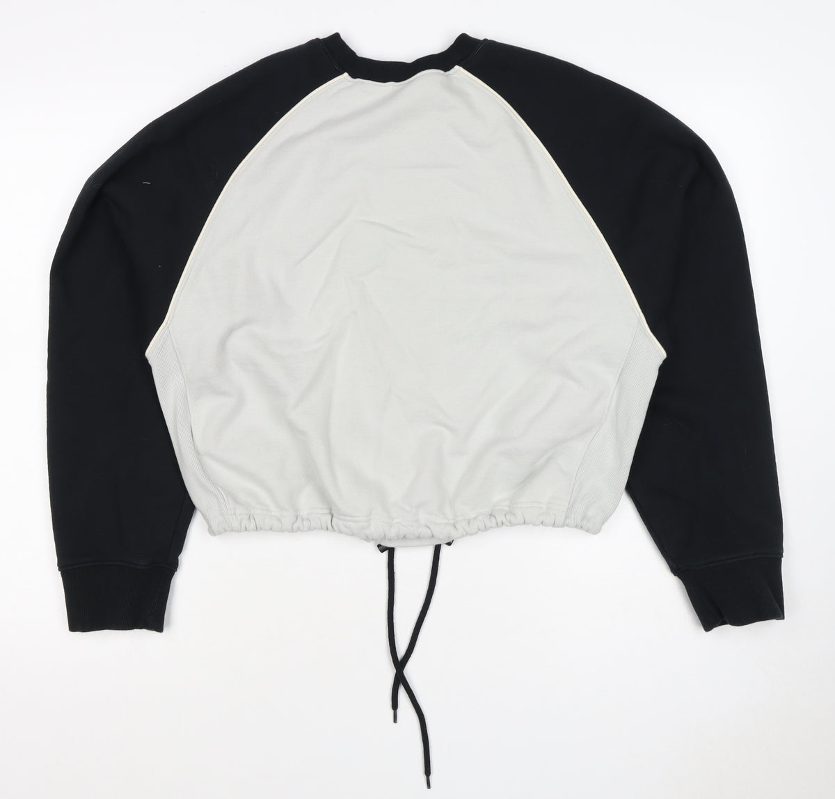 Moussy Women Black White One Size Logo Embroidered Drawstring Sweatshirt