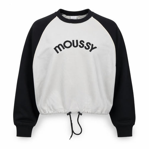 Moussy Women Black White One Size Logo Embroidered Drawstring Sweatshirt