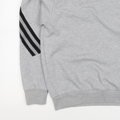 Adidas Men's Grey M Pullover Sweatshirt 3 Stripe Logo Crew Neck