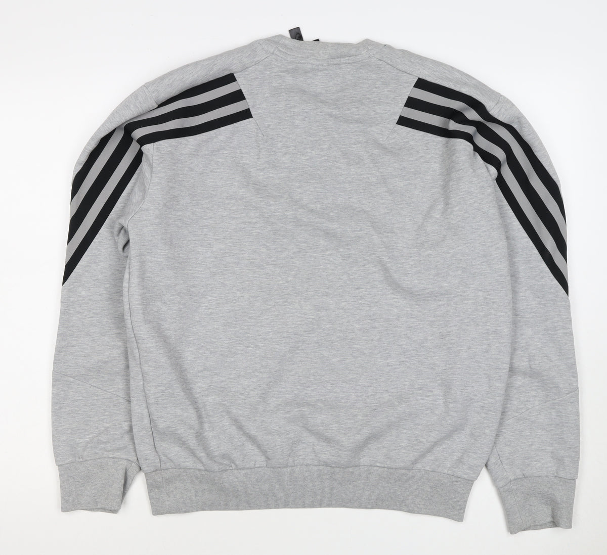 Adidas Men's Grey M Pullover Sweatshirt 3 Stripe Logo Crew Neck