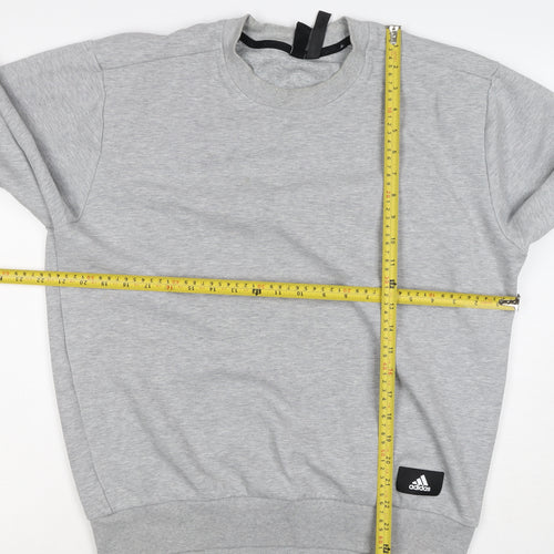 Adidas Men's Grey M Pullover Sweatshirt 3 Stripe Logo Crew Neck
