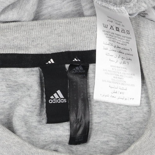 Adidas Men's Grey M Pullover Sweatshirt 3 Stripe Logo Crew Neck
