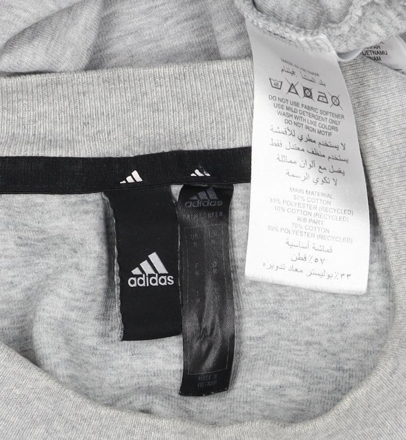 Adidas Men's Grey M Pullover Sweatshirt 3 Stripe Logo Crew Neck
