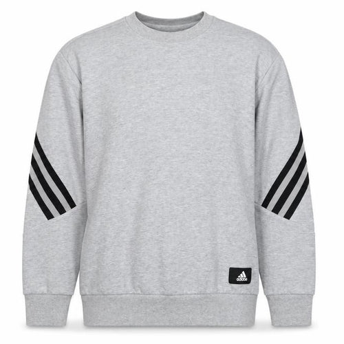 Adidas Men's Grey M Pullover Sweatshirt 3 Stripe Logo Crew Neck