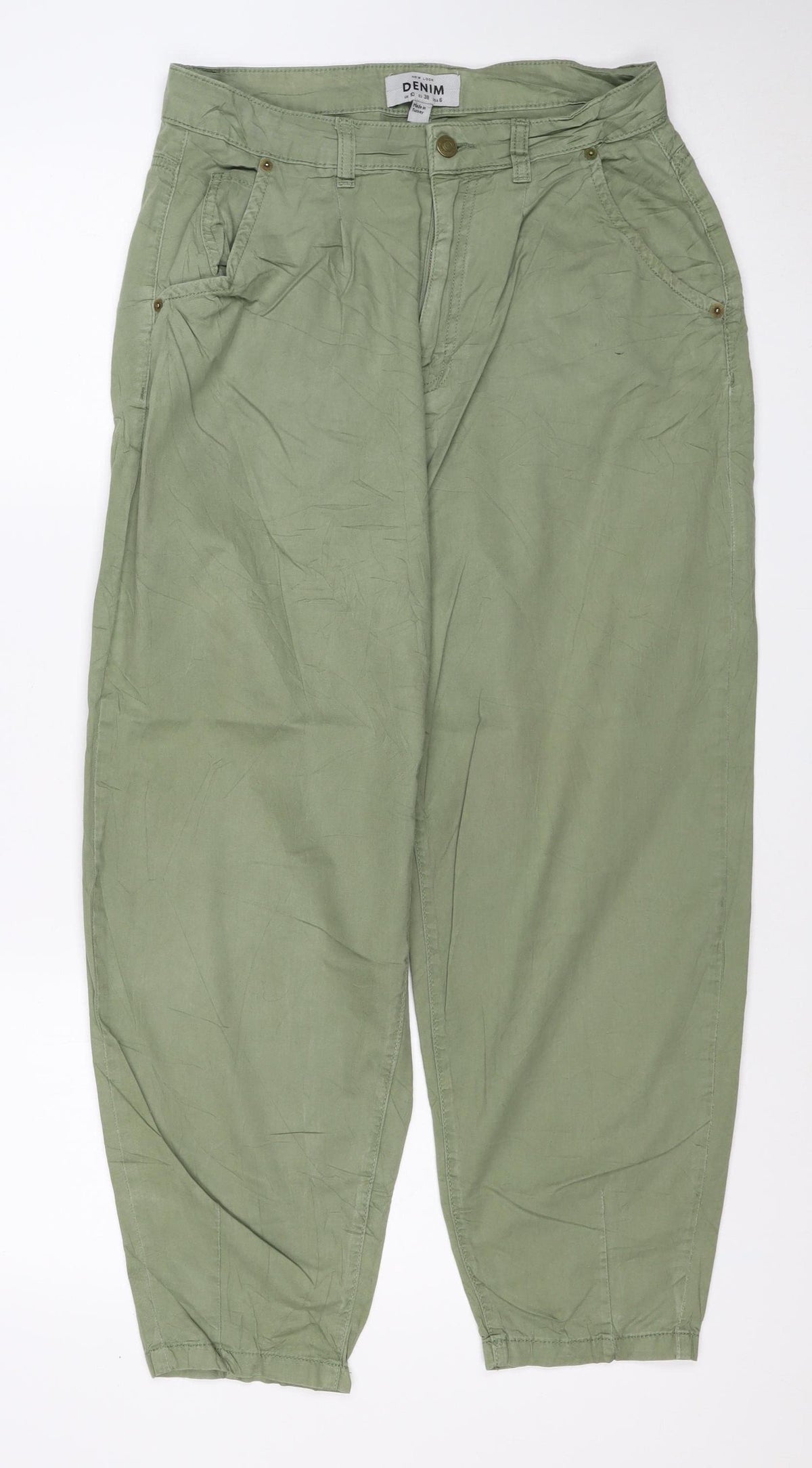New Look Women Green Cargo Trousers UK 10 Tapered Cuffed