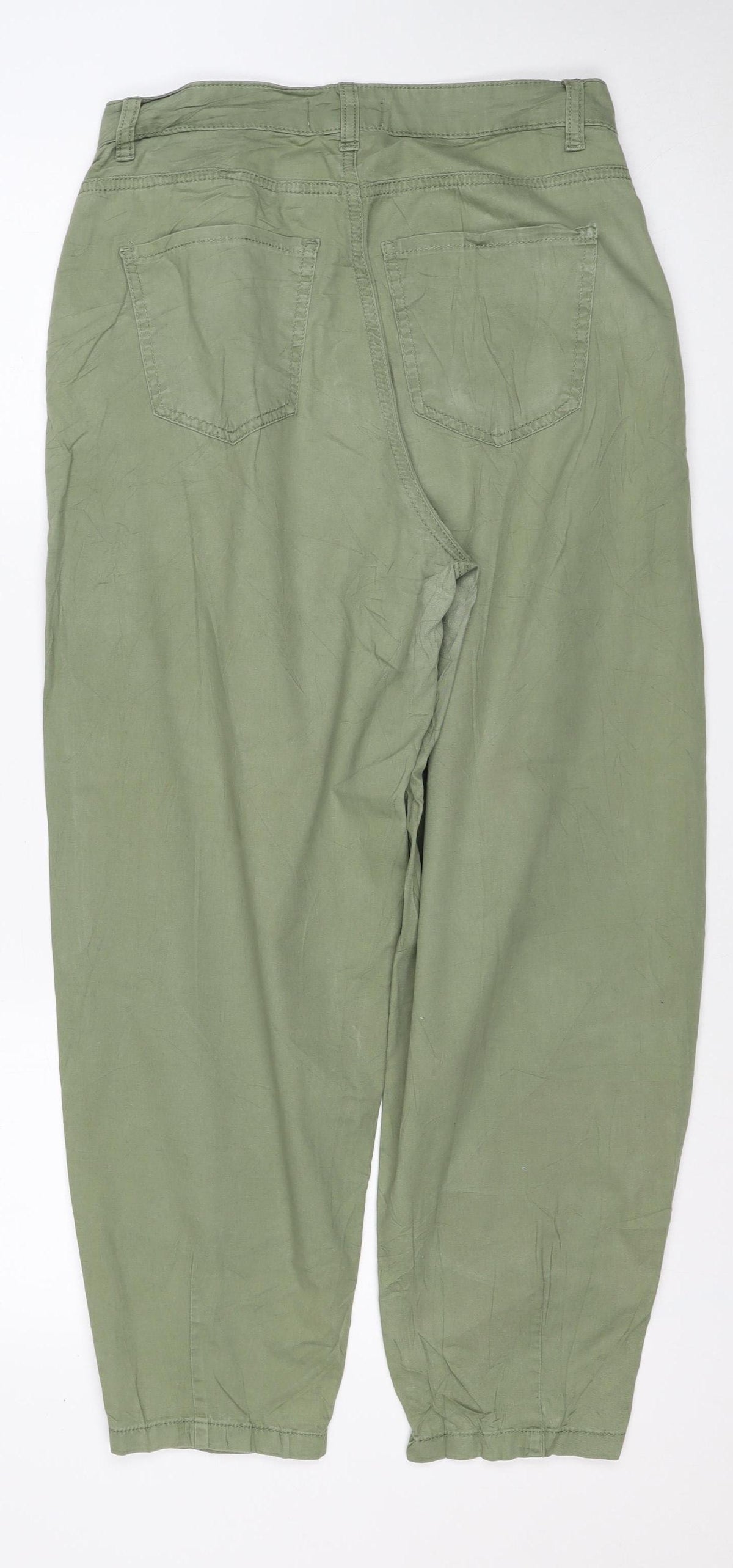 New Look Women Green Cargo Trousers UK 10 Tapered Cuffed