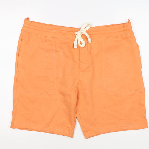 Marks and Spencer Men's Orange XL Sweat Shorts Drawstring Cotton Stretch
