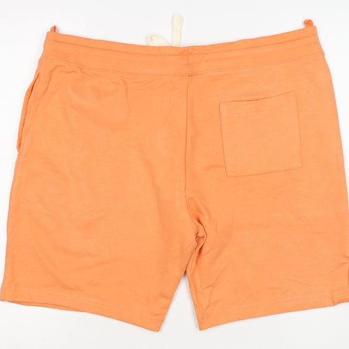 Marks and Spencer Men's Orange XL Sweat Shorts Drawstring Cotton Stretch