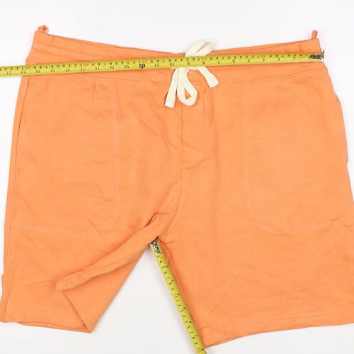 Marks and Spencer Men's Orange XL Sweat Shorts Drawstring Cotton Stretch