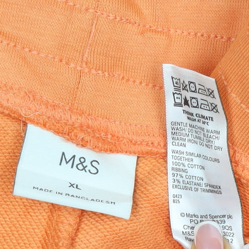 Marks and Spencer Men's Orange XL Sweat Shorts Drawstring Cotton Stretch