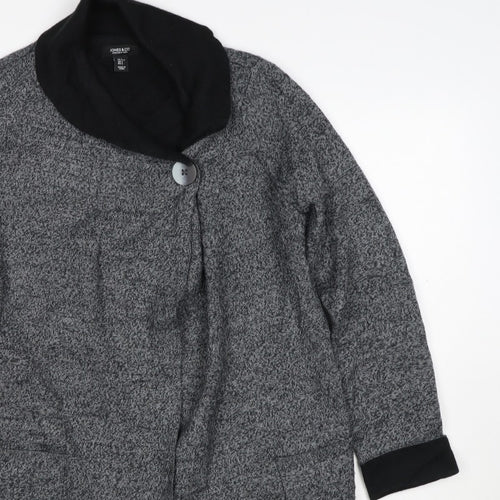 Jones & Co Women Grey L Longline Cowl Neck Button Cardigan Pockets