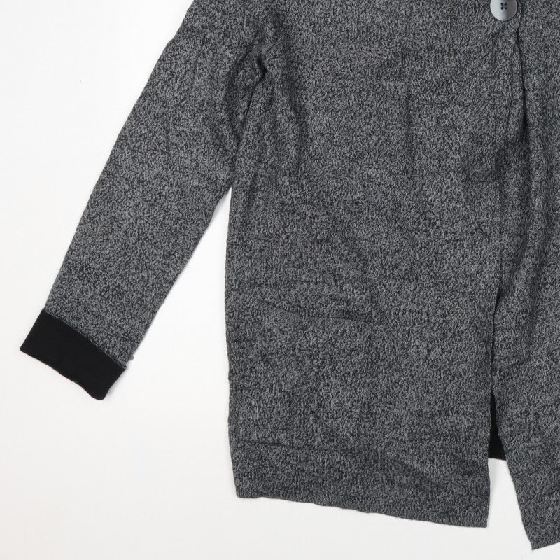 Jones & Co Women Grey L Longline Cowl Neck Button Cardigan Pockets