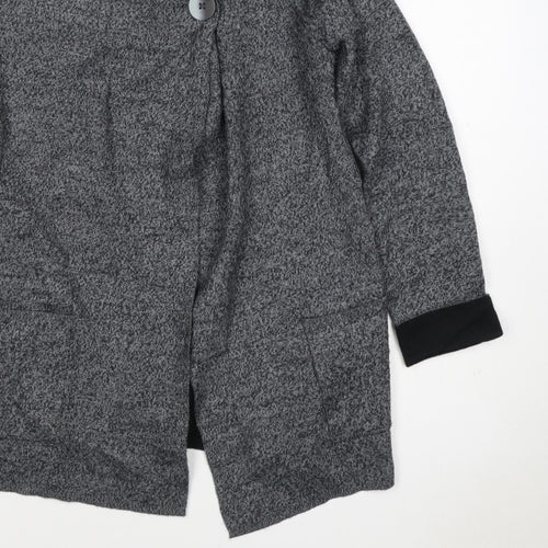 Jones & Co Women Grey L Longline Cowl Neck Button Cardigan Pockets