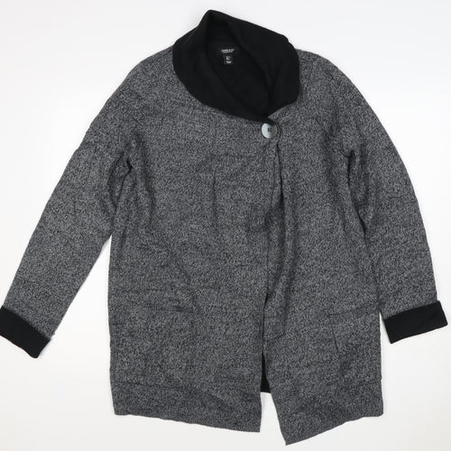 Jones & Co Women Grey L Longline Cowl Neck Button Cardigan Pockets