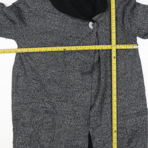 Jones & Co Women Grey L Longline Cowl Neck Button Cardigan Pockets