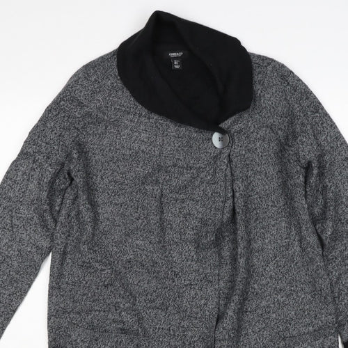 Jones & Co Women Grey L Longline Cowl Neck Button Cardigan Pockets