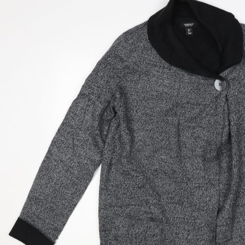 Jones & Co Women Grey L Longline Cowl Neck Button Cardigan Pockets