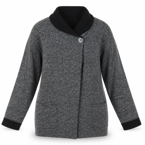 Jones & Co Women Grey L Longline Cowl Neck Button Cardigan Pockets
