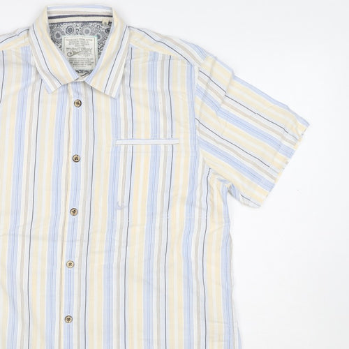 Mantaray Men Multicoloured S Organic Cotton Striped Short Sleeve Shirt