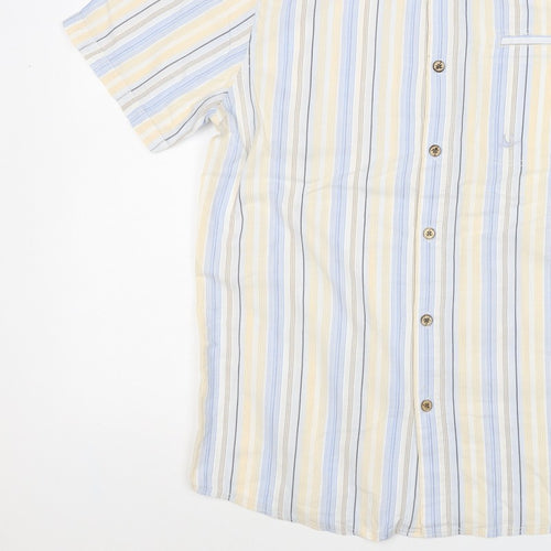 Mantaray Men Multicoloured S Organic Cotton Striped Short Sleeve Shirt