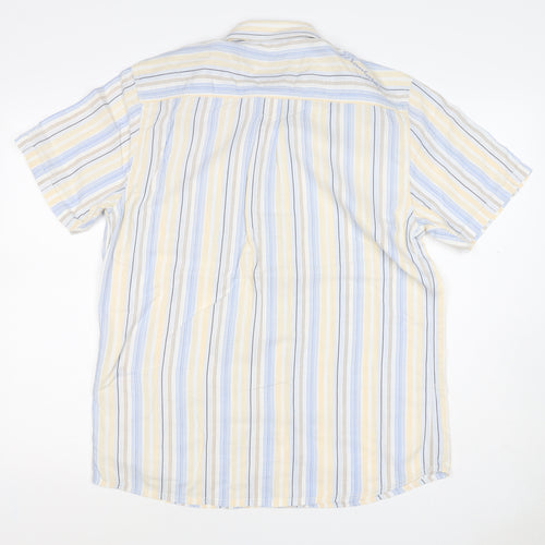 Mantaray Men Multicoloured S Organic Cotton Striped Short Sleeve Shirt