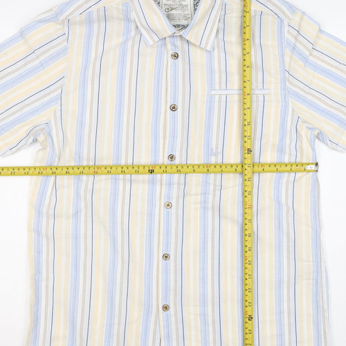 Mantaray Men Multicoloured S Organic Cotton Striped Short Sleeve Shirt