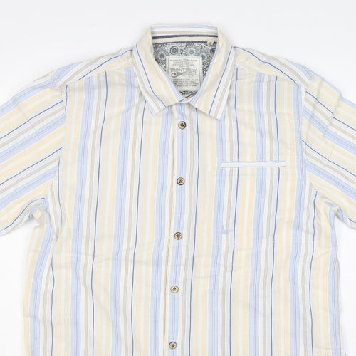 Mantaray Men Multicoloured S Organic Cotton Striped Short Sleeve Shirt