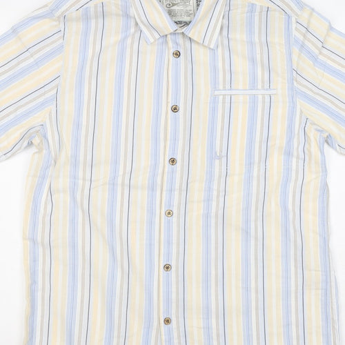 Mantaray Men Multicoloured S Organic Cotton Striped Short Sleeve Shirt