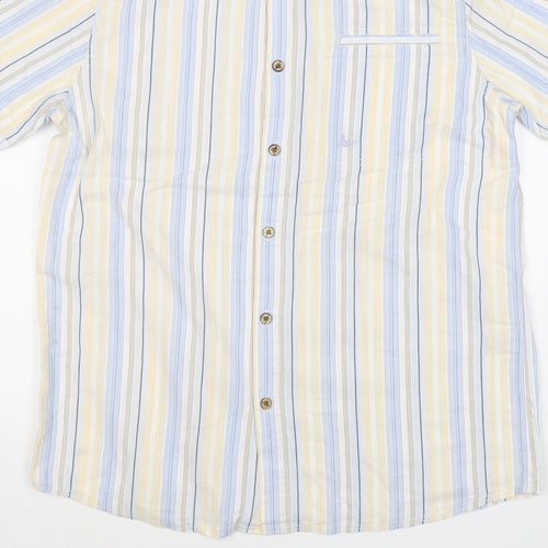 Mantaray Men Multicoloured S Organic Cotton Striped Short Sleeve Shirt