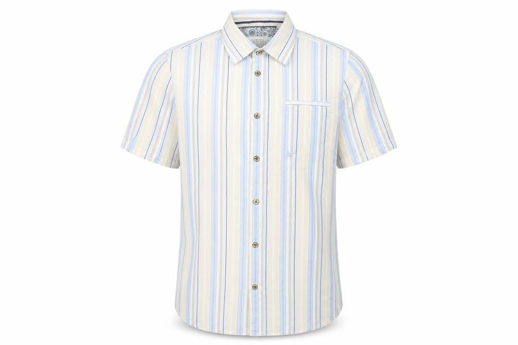 Mantaray Men Multicoloured S Organic Cotton Striped Short Sleeve Shirt