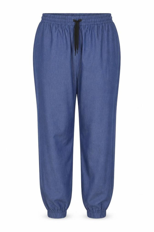 C Fashion Women’s Blue Cotton XL Jogger Trousers Elastic Waist