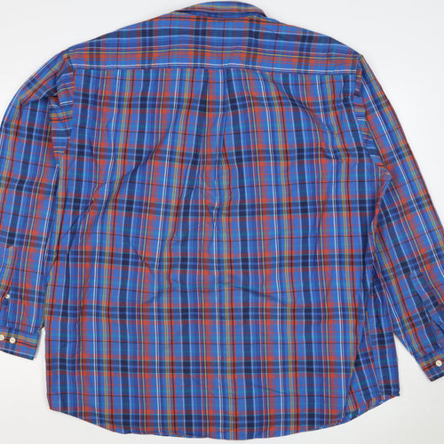 Marks and Spencer Men's Blue XL Classic Plaid Cotton Long Sleeve Shirt
