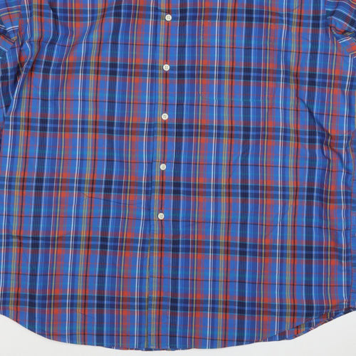 Marks and Spencer Men's Blue XL Classic Plaid Cotton Long Sleeve Shirt