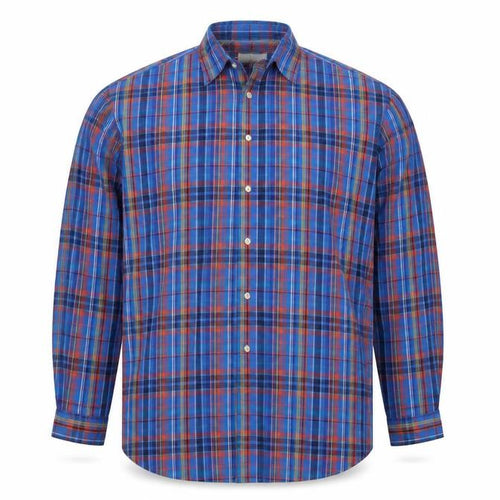 Marks and Spencer Men's Blue XL Classic Plaid Cotton Long Sleeve Shirt