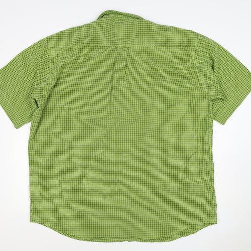 Marks and Spencer Men Green Check XL Short Sleeve Button-Up Shirt