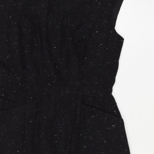 Oliver Bonas Women Black UK 10 Pencil Dress Wool Blend Glitter
