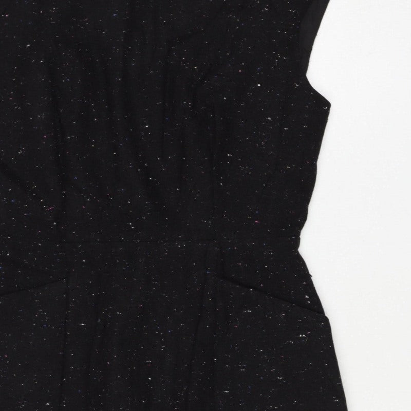 Oliver Bonas Women Black UK 10 Pencil Dress Wool Blend Glitter