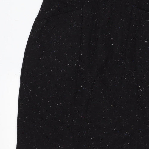 Oliver Bonas Women Black UK 10 Pencil Dress Wool Blend Glitter
